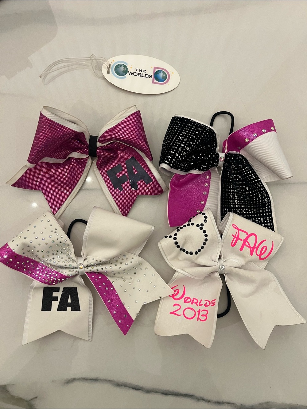 Flyers Cheer Bows - Pink, Black & White